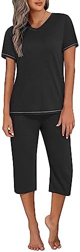 1705561837EkouaerWomensSleepwearCapriPajamaSetsShortSleeveTwoPiecePjsjpg | New Top Model