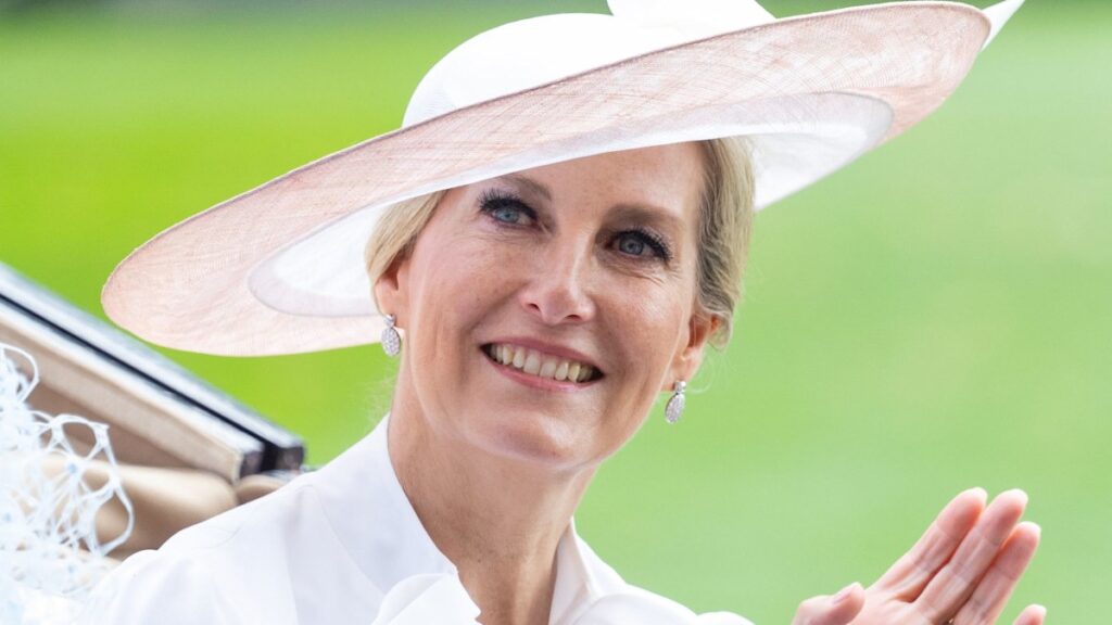 Duchess Sophie is splendid in silkiest fitted shirt and divisive heels
