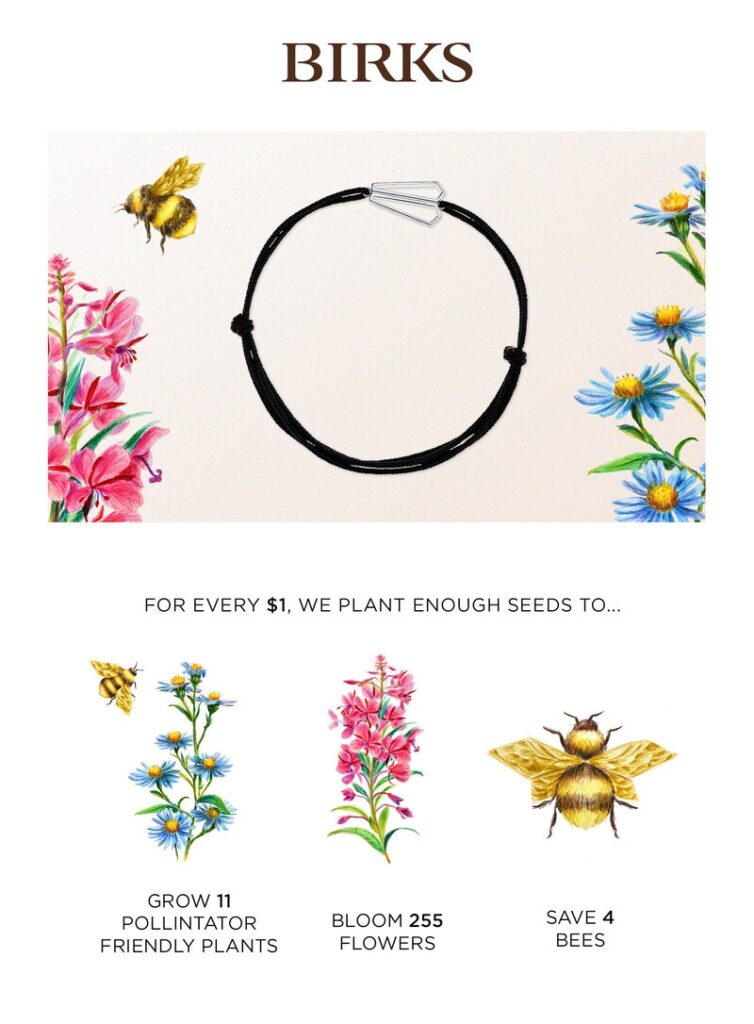 Pollinator Supporting Jewelry Campaigns birks for bees
