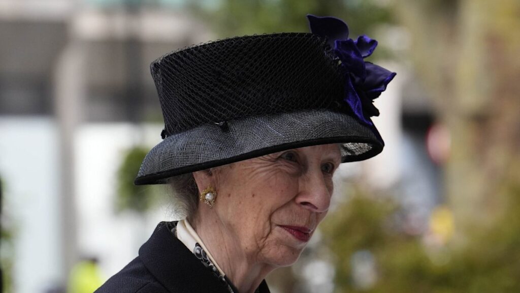 Princess Anne joined by devoted husband Sir Timothy Laurence at funeral in splash of colour