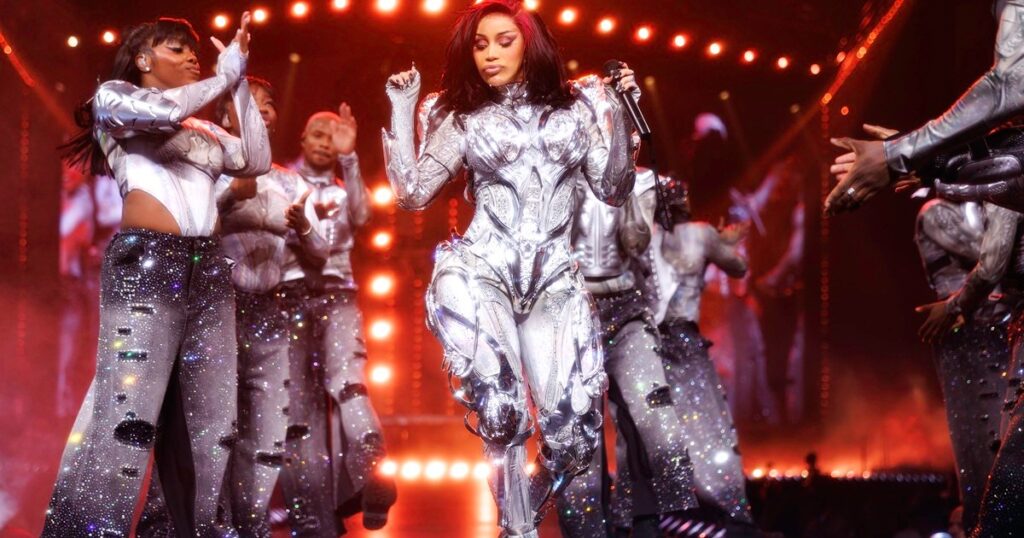 Cardi B Looks Otherworldly in Asher Levines Cyber Robot Suit for Tour