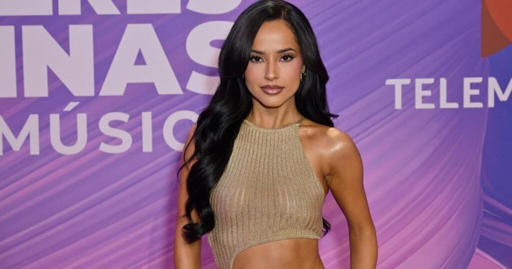 Becky G Flaunts Her Abs in Completely Sheer Cutout Dress With High Slit