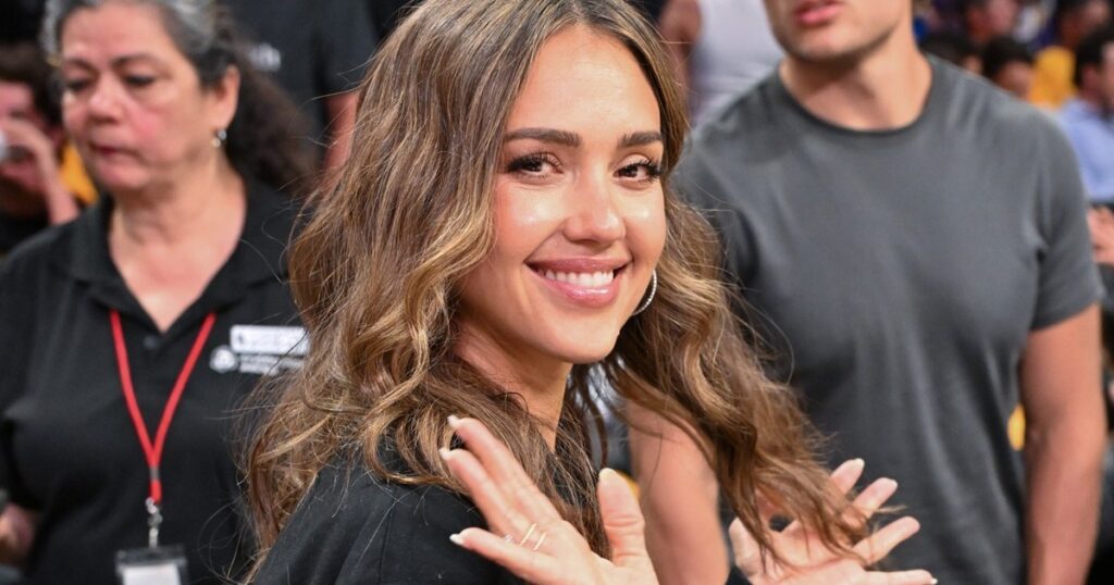 Jessica Albas Plunging Bra Top Look Has Fans Distracted by Her Abs