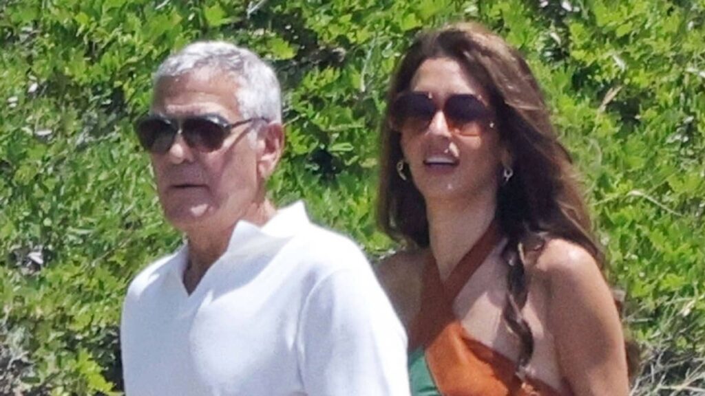 405235392701georgeamalclooneycouplejpg | New Top Model George Clooneys wife Amal looks straight out of the Flintstones in leg baring tasselled dress