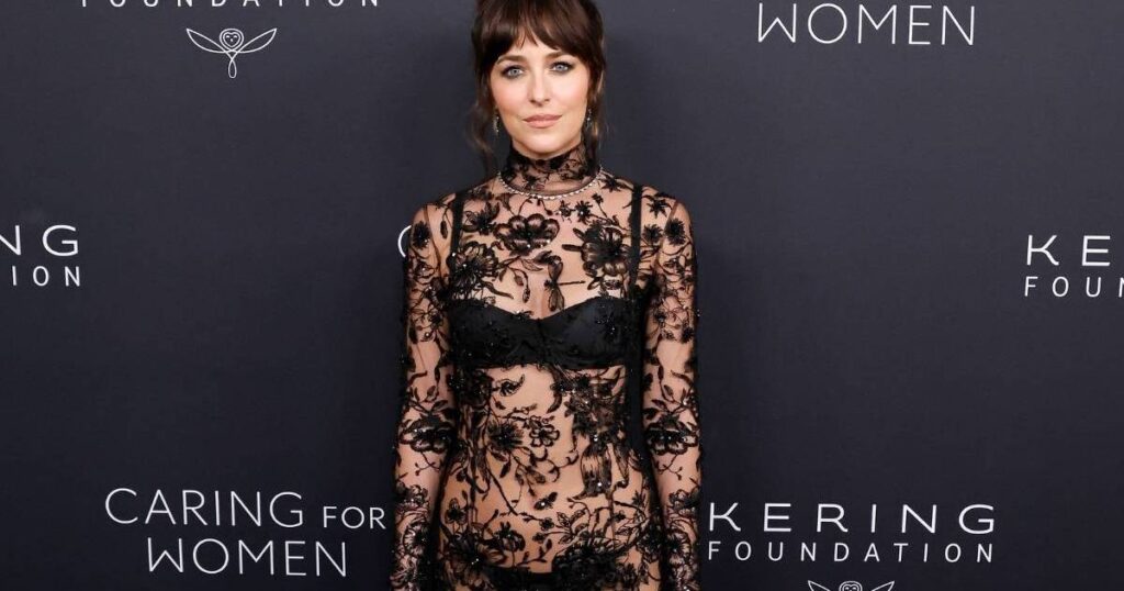DakotaJohnson3jpg | New Top Model Dakota Johnsons Dolce Gabbana Lace Dress Couldnt Be More See Through