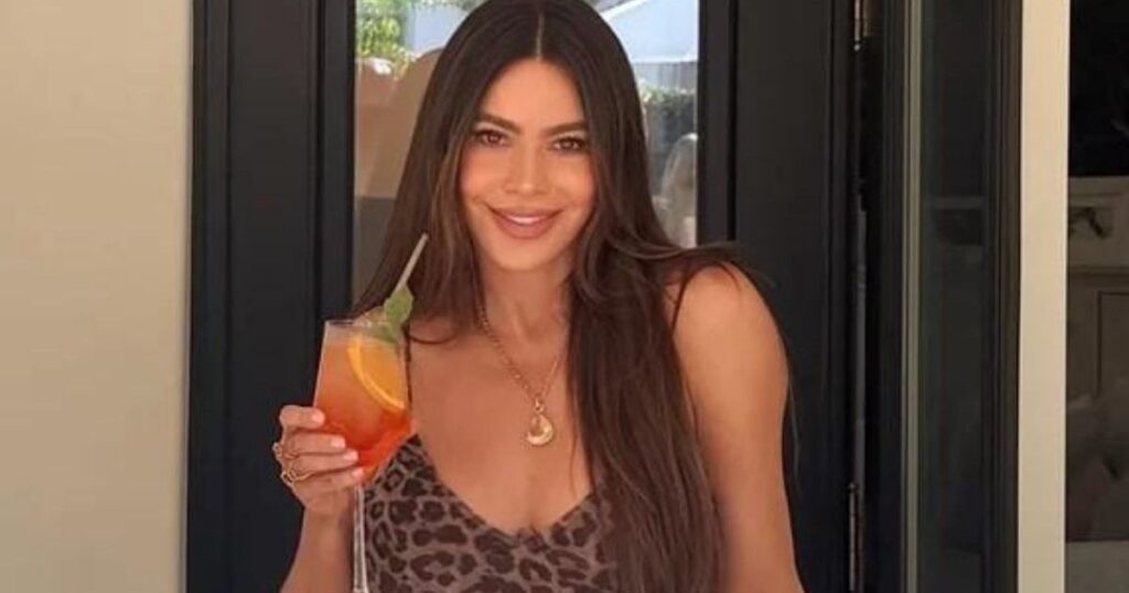 SofiaVergaraSonBirthdayjpg | New Top Model Sofia Vergara Goes Wild in Plunging Zara Dress Hanging on for Dear Life